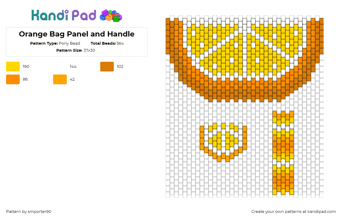 Orange Bag Panel and Handle - Pony Bead Pattern by smporter90 on Kandi Pad - orange,citrus,fruit,food,zesty,summery style,bag panel,handle,orange,yellow