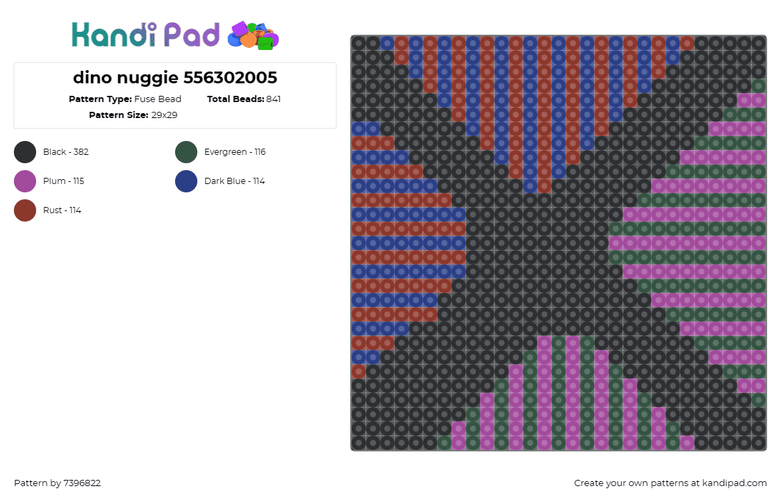 dino nuggie 556302005 - Fuse Bead Pattern by 7396822 on Kandi Pad - frank stella,colorful