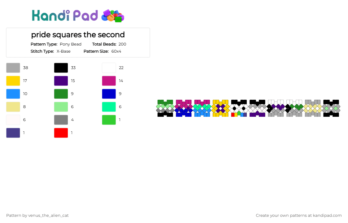pride squares the second - Pony Bead Pattern by venus_the_alien_cat on Kandi Pad - pink,purple,yellow,beige