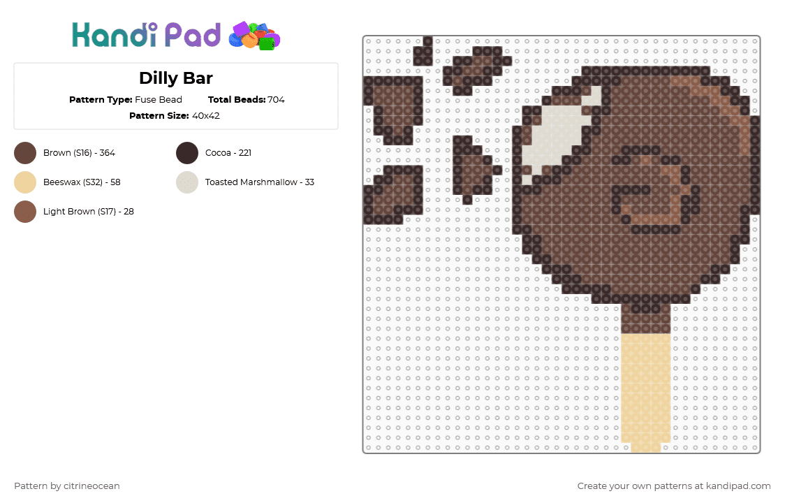 Dilly Bar - Fuse Bead Pattern by citrineocean on Kandi Pad - brown,cotdicecream,food,ice cream