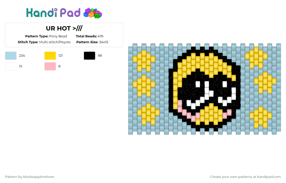 UR HOT >/// - Pony Bead Pattern by blacksapphirelover on Kandi Pad - light blue,yellow