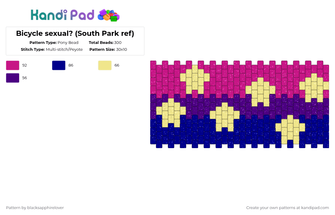 Bicycle sexual? (South Park ref) - Pony Bead Pattern by blacksapphirelover on Kandi Pad - purple