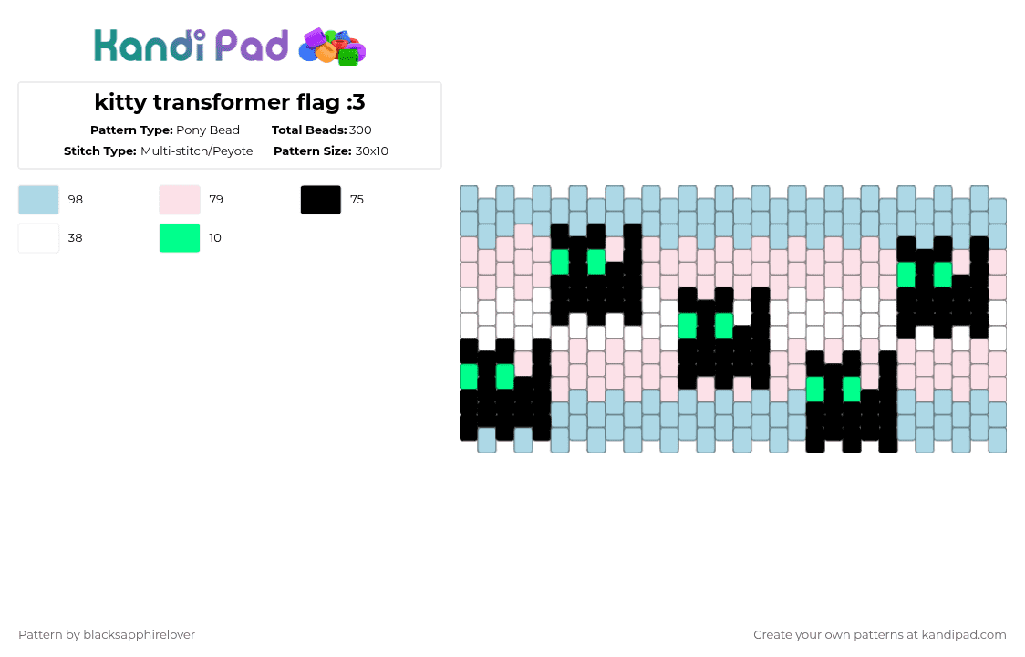 kitty transformer flag :3 - Pony Bead Pattern by blacksapphirelover on Kandi Pad - light blue