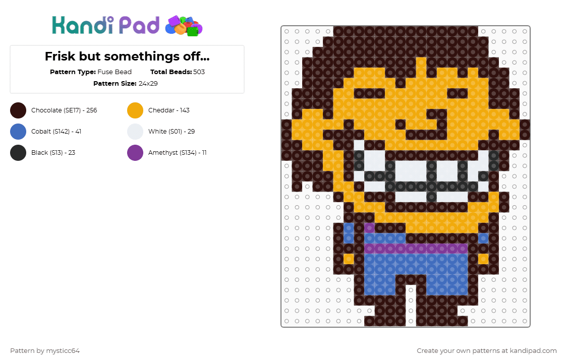 Frisk but somethings off... - Fuse Bead Pattern by mysticc64 on Kandi Pad - brown,orange