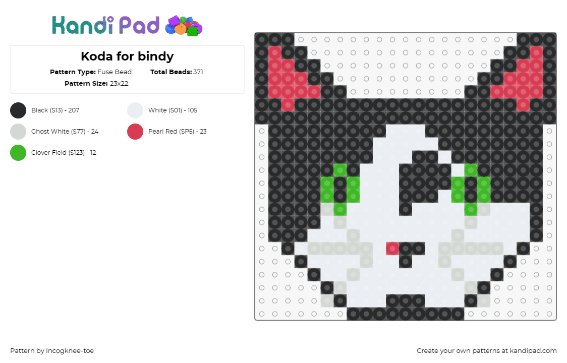 Koda for bindy - Fuse Bead Pattern by incogknee-toe on Kandi Pad - cat,kitten,animal,cute,pet,green eyes,black,white