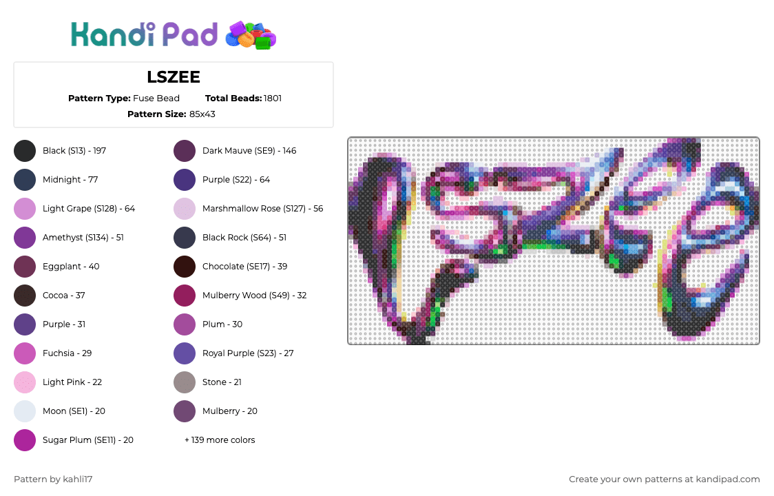 LSZEE - Fuse Bead Pattern by kahli17 on Kandi Pad - blue, brown, clozee, dj, logo, lsdream, lszee, music, pink, purple