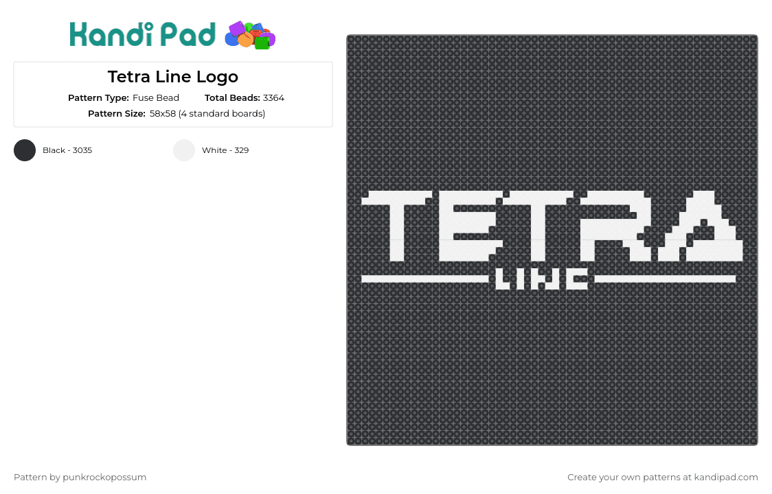 Tetra Line Logo - Fuse Bead Pattern by punkrockopossum on Kandi Pad - tetra line,nikke,goddess of victory,video game,text,logo,white,black