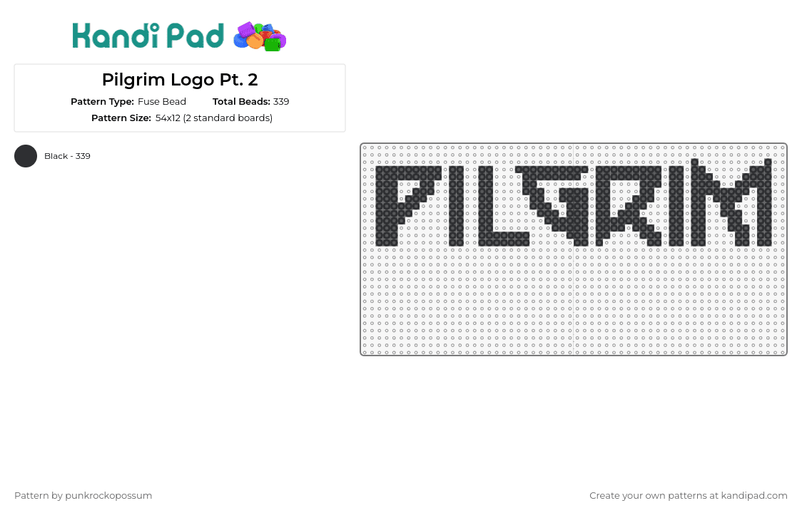 Pilgrim Logo Pt. 2 - Fuse Bead Pattern by punkrockopossum on Kandi Pad - pilgrim,nikke,goddess of victory,text,logo,emblem,video game,black