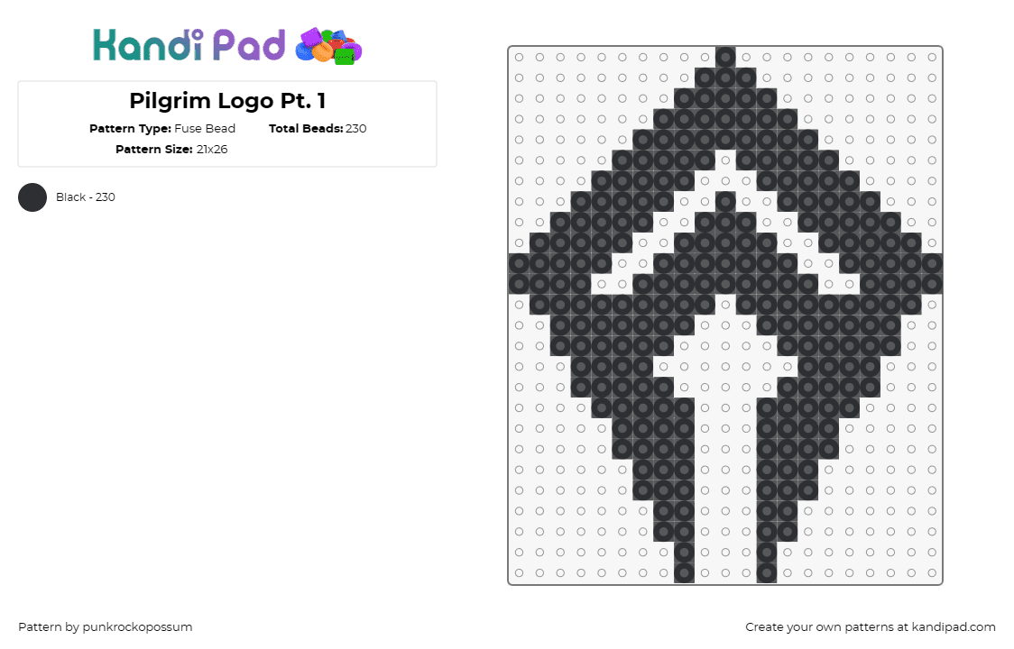 Pilgrim Logo Pt. 1 - Fuse Bead Pattern by punkrockopossum on Kandi Pad - pilgrim,nikke,goddess of victory,logo,emblem,video game,black