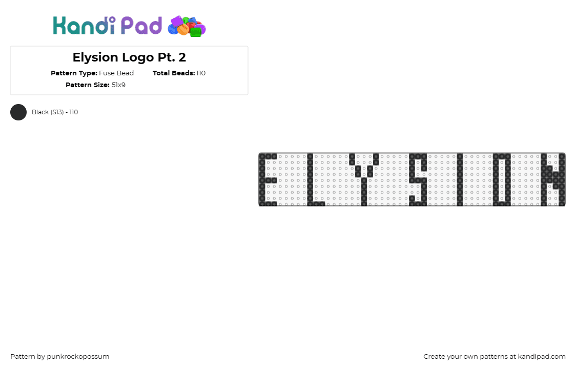 Elysion Logo Pt. 2 - Fuse Bead Pattern by punkrockopossum on Kandi Pad - elysion,nikke,goddess of victory,video game,text,logo,black