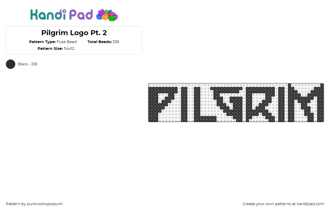 Pilgrim Logo Pt. 2 - Fuse Bead Pattern by punkrockopossum on Kandi Pad - pilgrim,nikke,goddess of victory,text,logo,emblem,video game,black