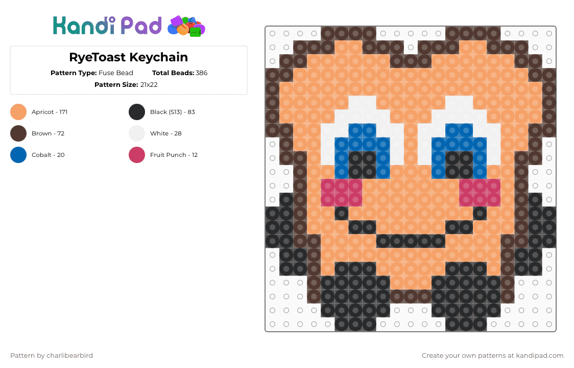 RyeToast Keychain - Fuse Bead Pattern by charlibearbird on Kandi Pad - orange,brown,ryetoast,fnaf,fnaf theorist,fnaf youtuber,youtuber,youtuber mascot