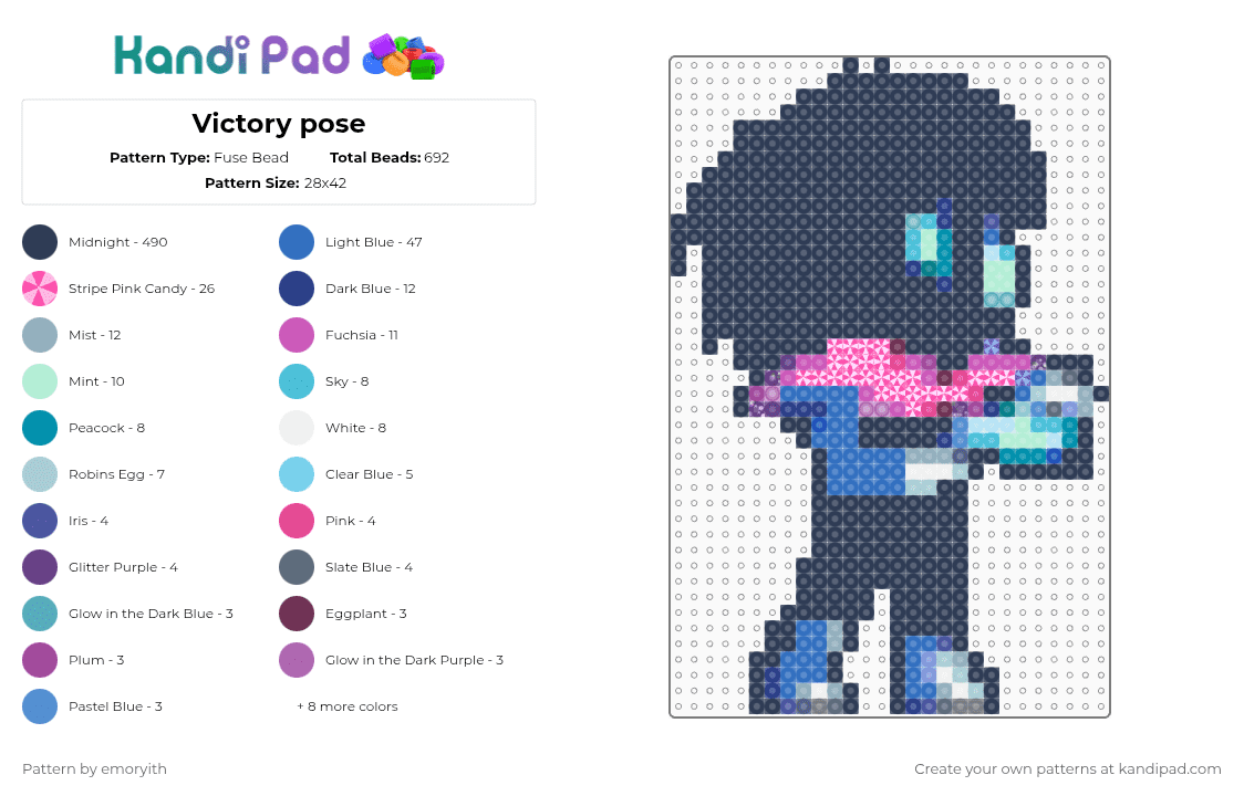 Victory pose - Fuse Bead Pattern by emoryith on Kandi Pad - purple