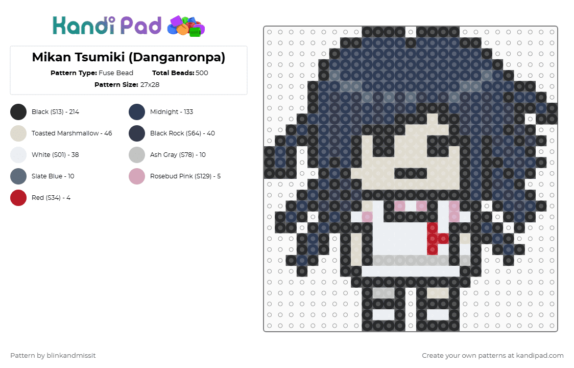 Mikan Tsumiki (Danganronpa) - Fuse Bead Pattern by blinkandmissit on Kandi Pad - beige,purple,video games,danganronpa