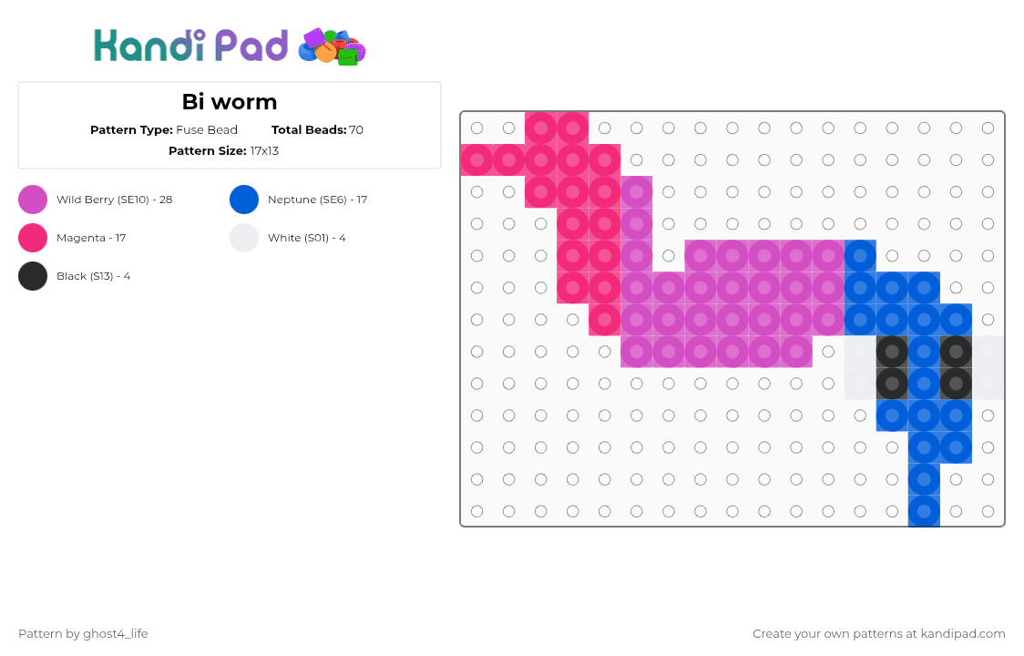 Bi worm - Fuse Bead Pattern by ghost4_life on Kandi Pad - blue,pink
