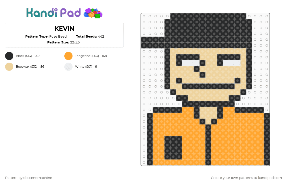 KEVIN - Fuse Bead Pattern by obscenemachine on Kandi Pad - beige,orange