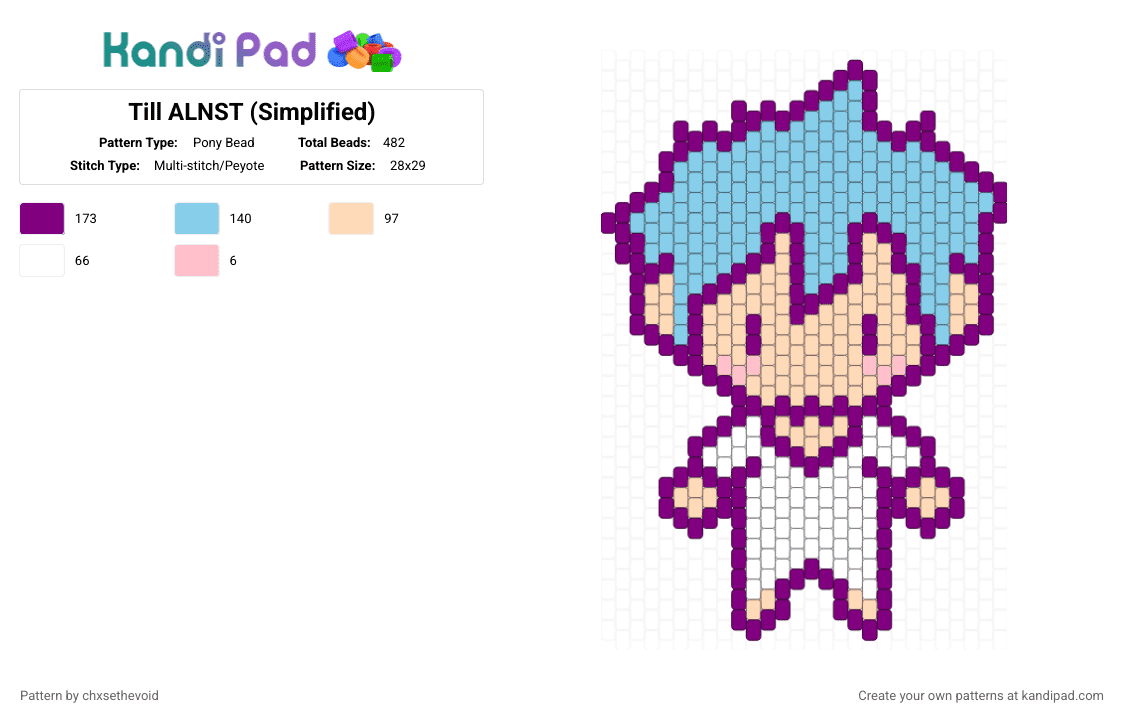 Till ALNST (Simplified) - Pony Bead Pattern by chxsethevoid on Kandi Pad - alien stage, alnst, light blue, pink, till