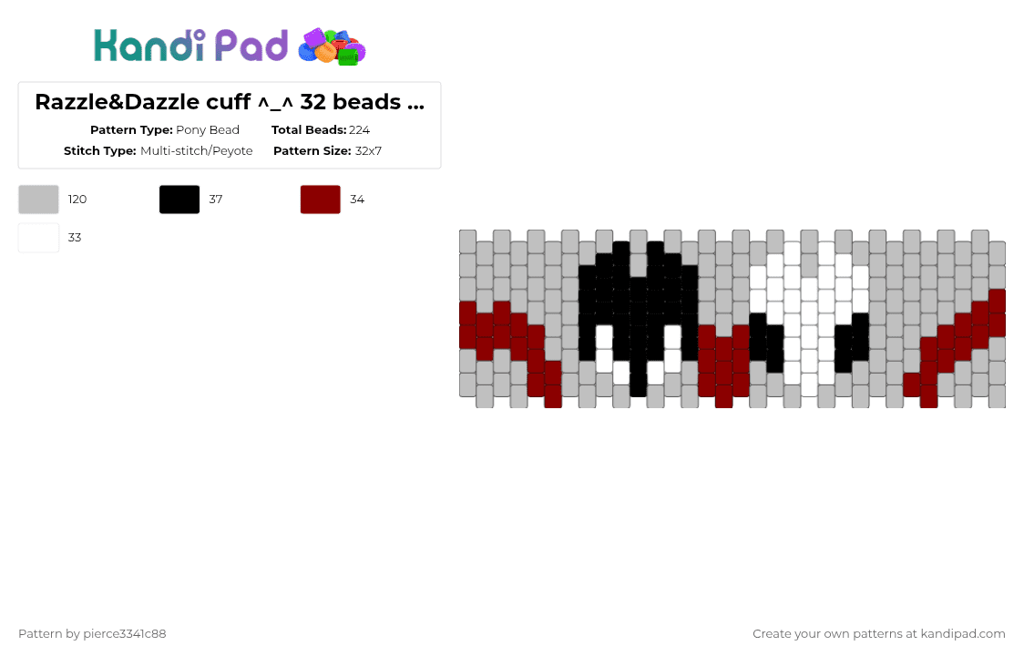 Razzle&Dazzle cuff ^_^ 32 beads long and 7 beads tall basic DW cuff! - Pony Bead Pattern by pierce3341c88 on Kandi Pad - beige,dandysworld,basic cuff,multistitch,peyote