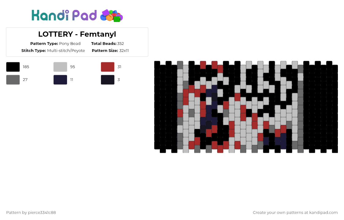 LOTTERY - Femtanyl - Pony Bead Pattern by pierce3341c88 on Kandi Pad - black,beige