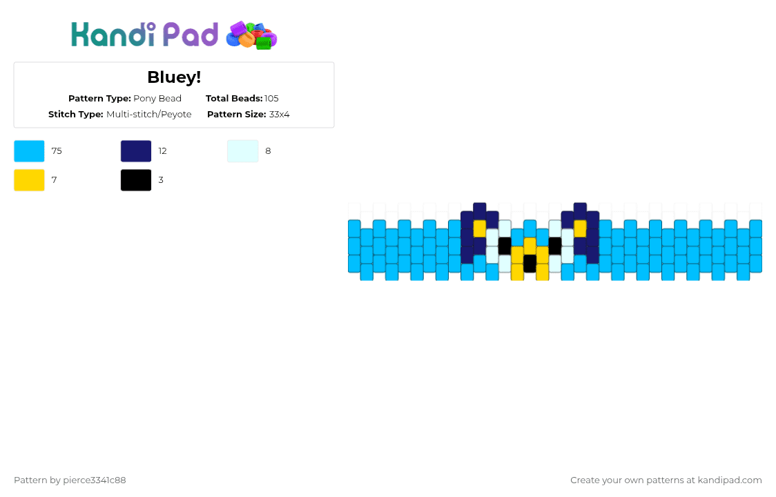 Bluey! - Pony Bead Pattern by pierce3341c88 on Kandi Pad - light blue