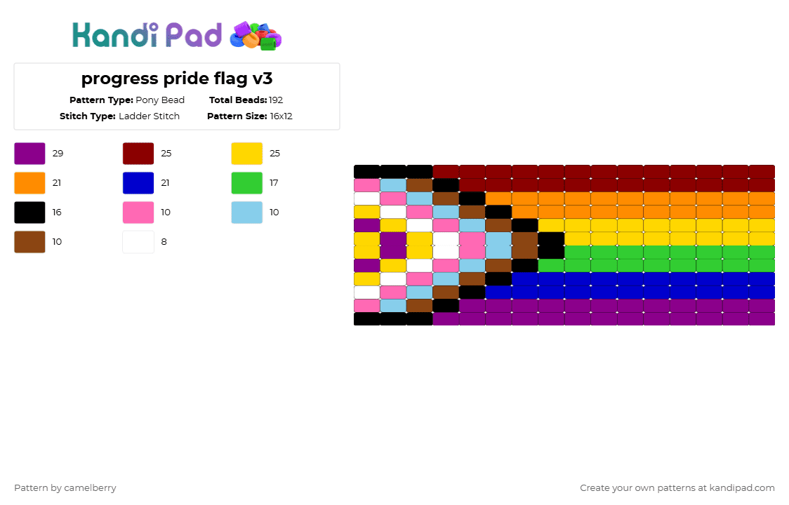 progress pride flag v3 - Pony Bead Pattern by camelberry on Kandi Pad - red,pink,yellow