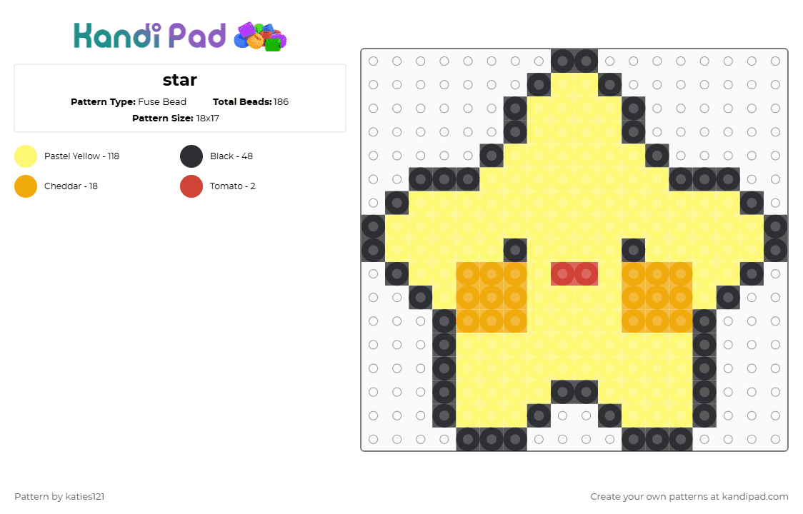star - Fuse Bead Pattern by katies121 on Kandi Pad - yellow