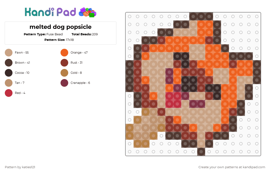 melted dog popsicle - Fuse Bead Pattern by katies121 on Kandi Pad - brown,orange,beige