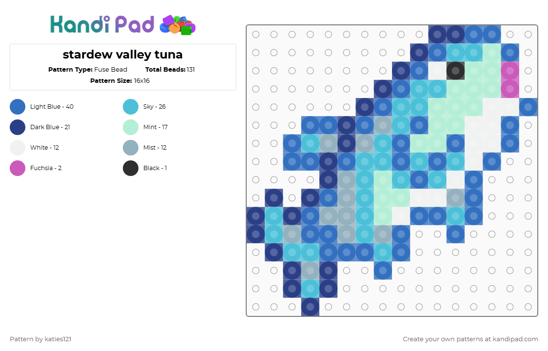 stardew valley tuna - Fuse Bead Pattern by katies121 on Kandi Pad - blue,light blue