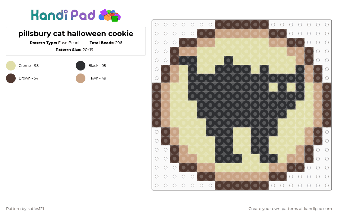 pillsbury cat halloween cookie - Fuse Bead Pattern by katies121 on Kandi Pad - yellow