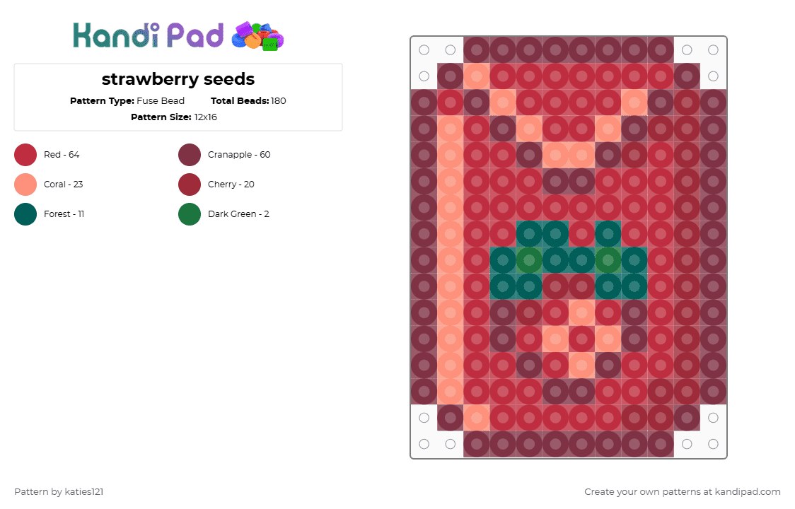 strawberry seeds - Fuse Bead Pattern by katies121 on Kandi Pad - brown,red