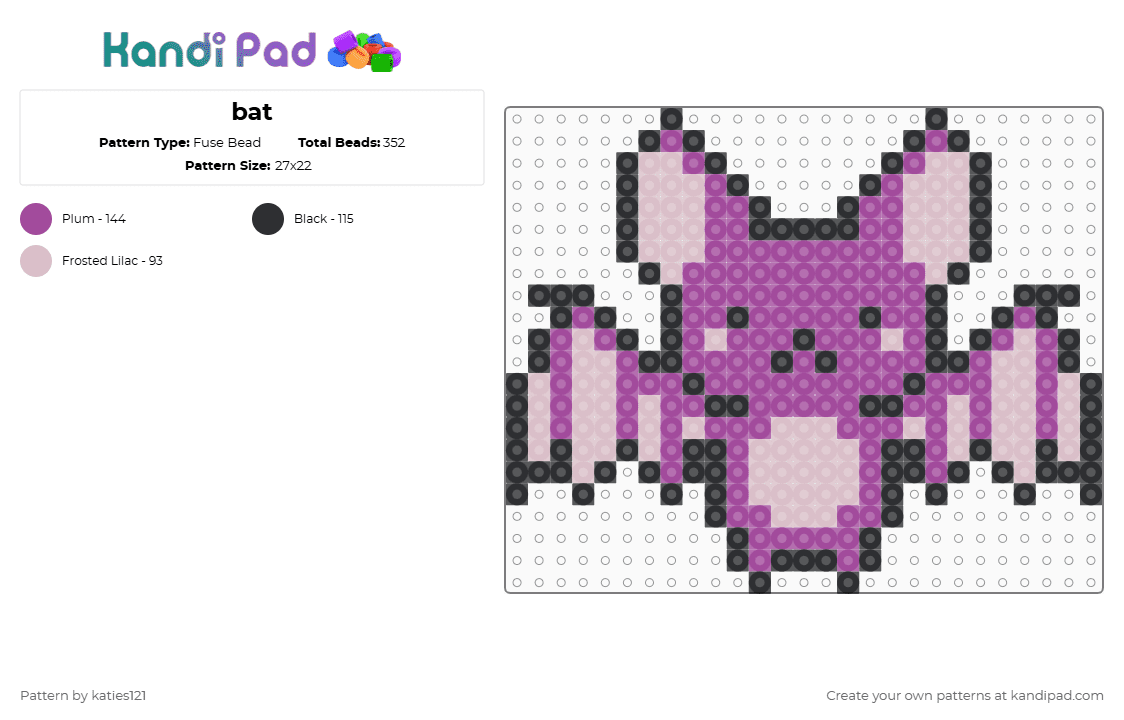 bat - Fuse Bead Pattern by katies121 on Kandi Pad - beige,pink