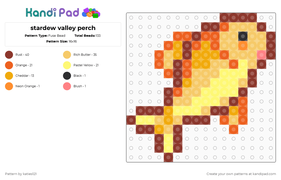 stardew valley perch - Fuse Bead Pattern by katies121 on Kandi Pad - yellow