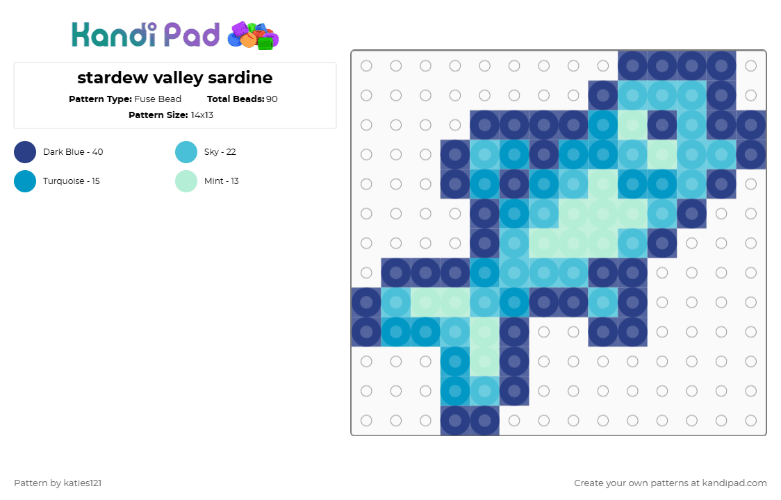 stardew valley sardine - Fuse Bead Pattern by katies121 on Kandi Pad - blue,light blue