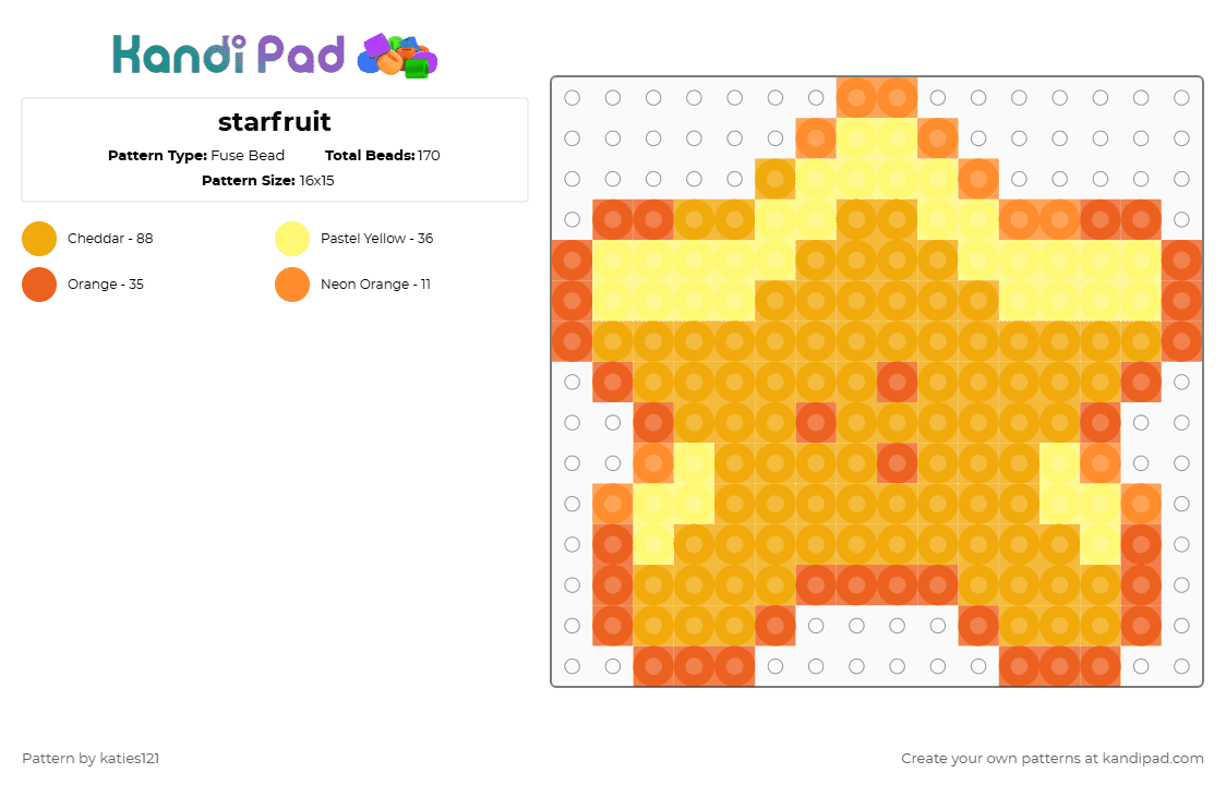 starfruit - Fuse Bead Pattern by katies121 on Kandi Pad - orange