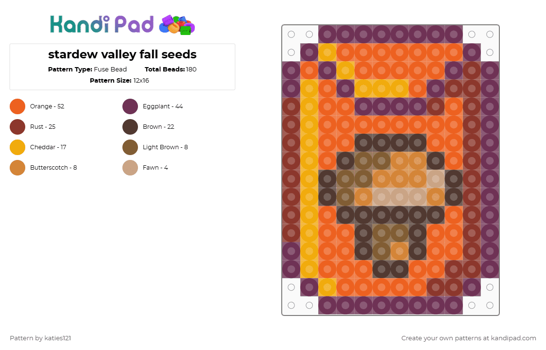 stardew valley fall seeds - Fuse Bead Pattern by katies121 on Kandi Pad - pink,orange