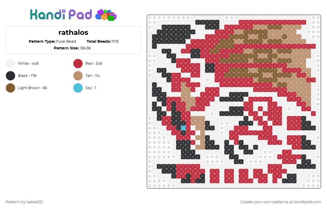 rathalos - Fuse Bead Pattern by katies121 on Kandi Pad - red
