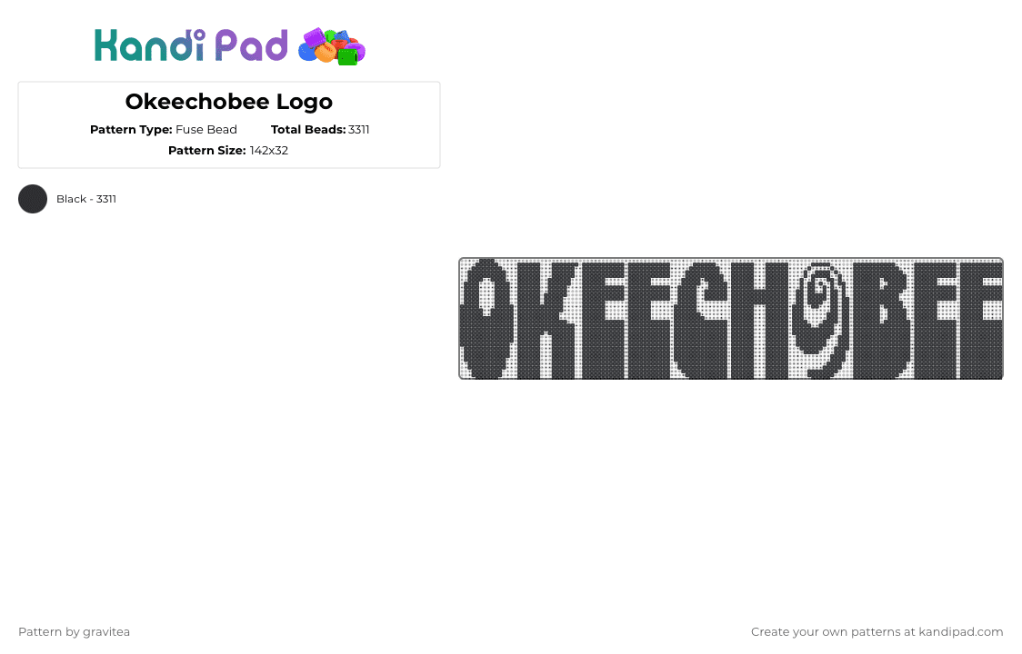 Okeechobee Logo - Fuse Bead Pattern by gravitea on Kandi Pad - okeechobee,florida,logo,music,black,festival,music festival,okee