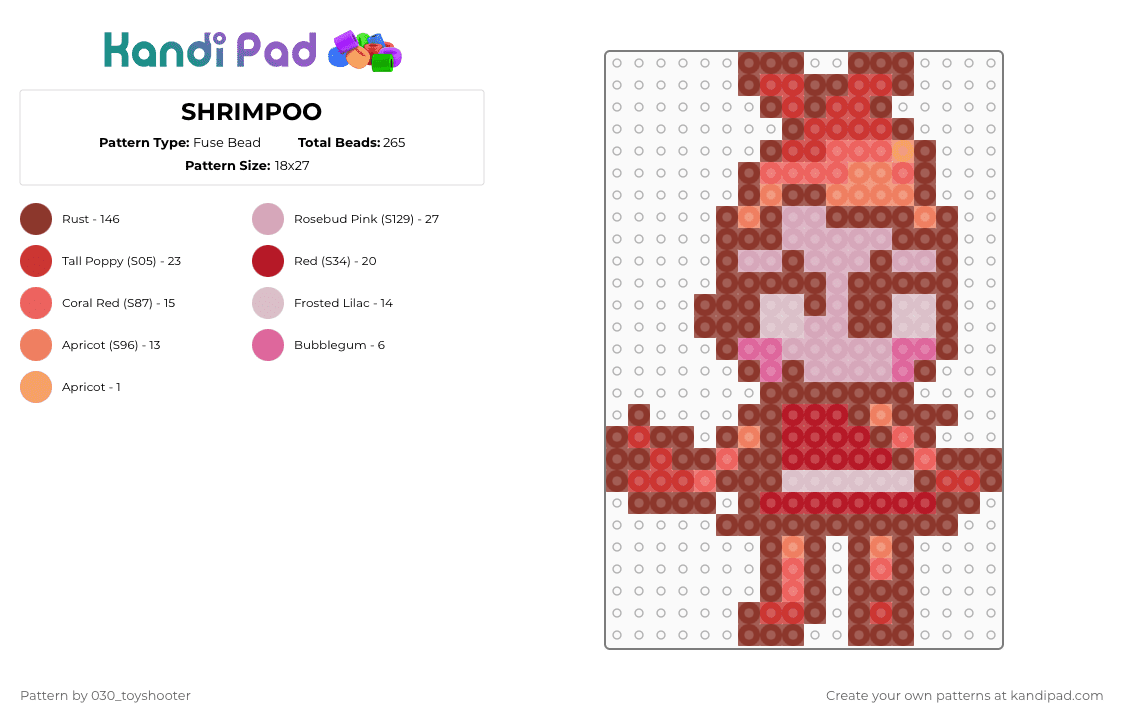 SHRIMPOO - Fuse Bead Pattern by 030_toyshooter on Kandi Pad - red