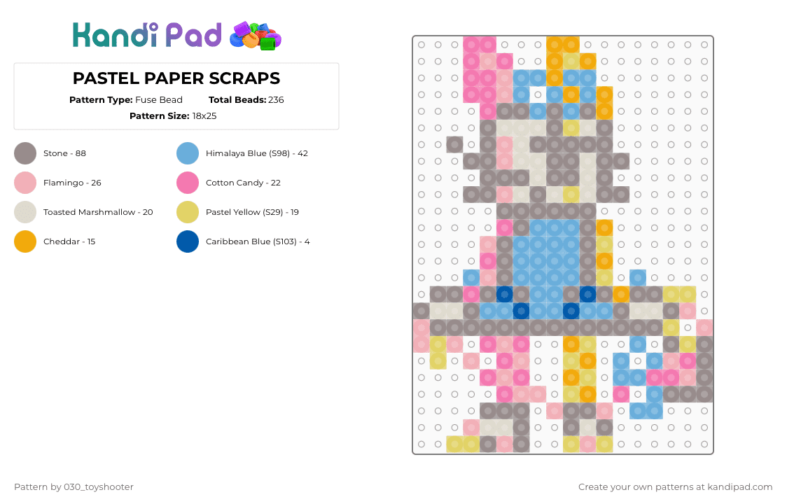 PASTEL PAPER SCRAPS - Fuse Bead Pattern by 030_toyshooter on Kandi Pad - gray,beige,light blue