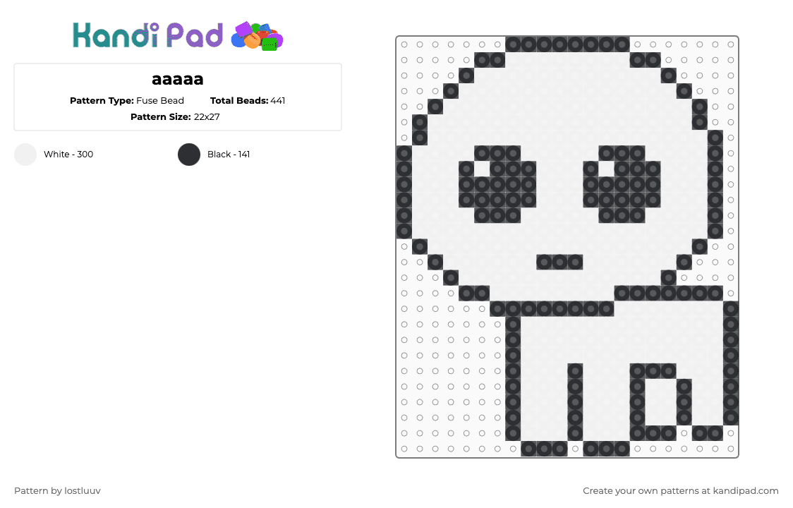 TBH Creature - Fuse Bead Pattern by lostluuv on Kandi Pad - black,white,tbh,autism,autism creature,tbh creature