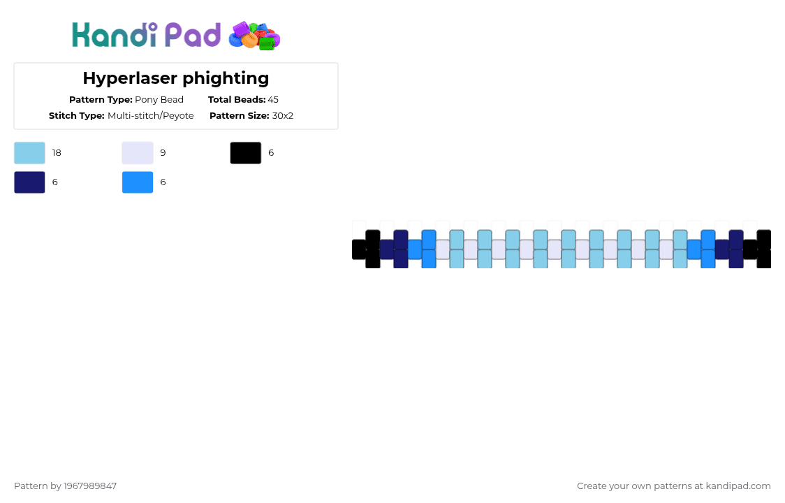 Hyperlaser phighting - Pony Bead Pattern by 1967989847 on Kandi Pad - light blue