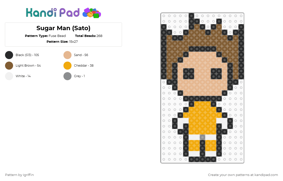 Sugar Man (Sato) - Fuse Bead Pattern by igriffin on Kandi Pad - tan,beige,orange