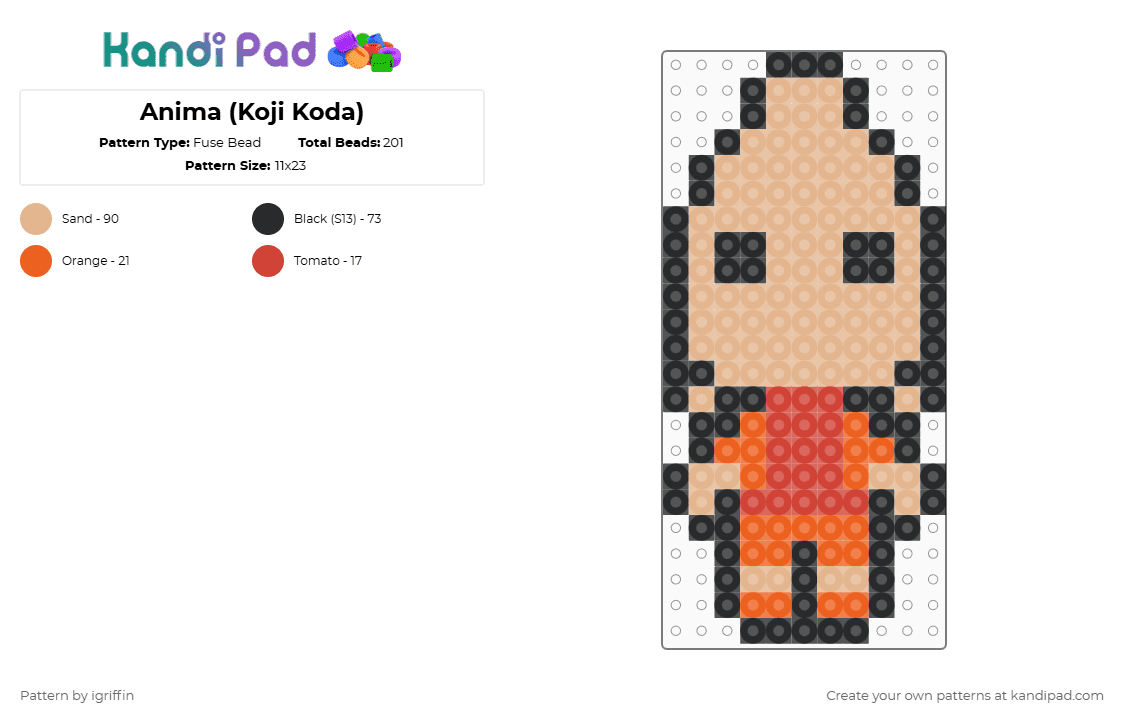 Anima (Koji Koda) - Fuse Bead Pattern by igriffin on Kandi Pad - beige