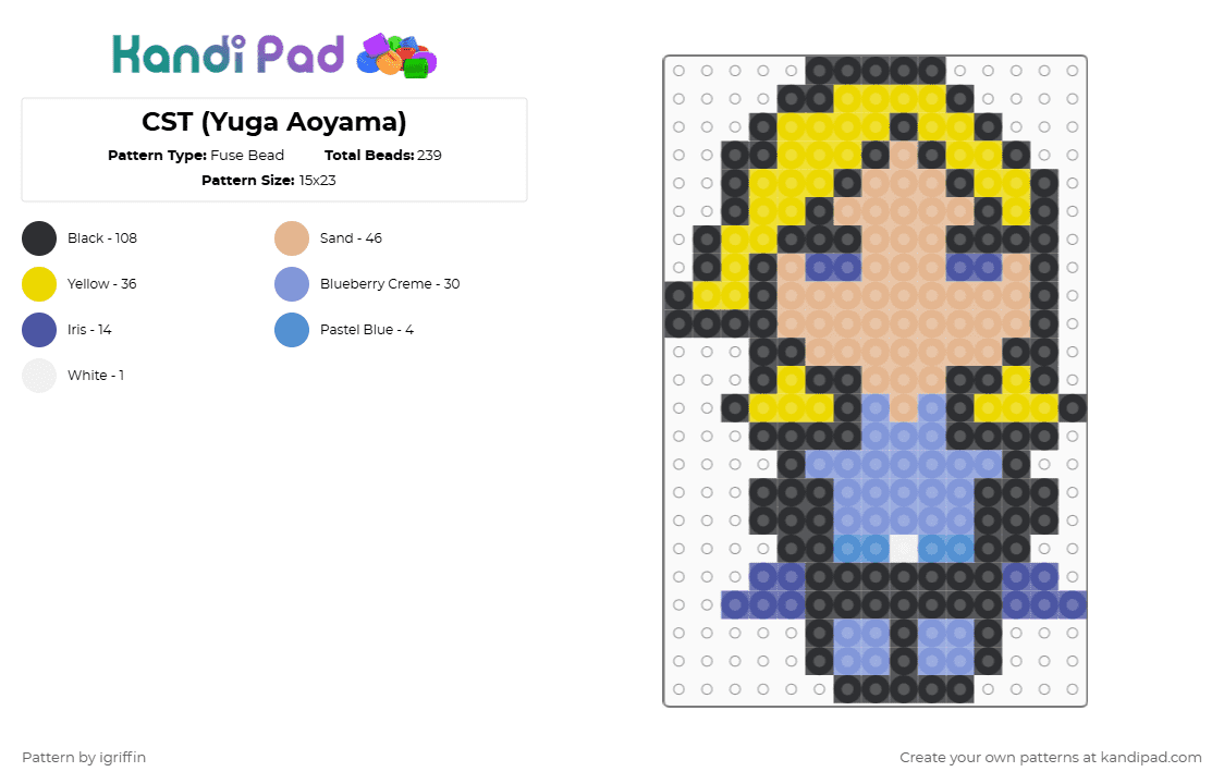 CST (Yuga Aoyama) Fuse Bead Pattern - Kandi Pad | Kandi Patterns, Fuse ...