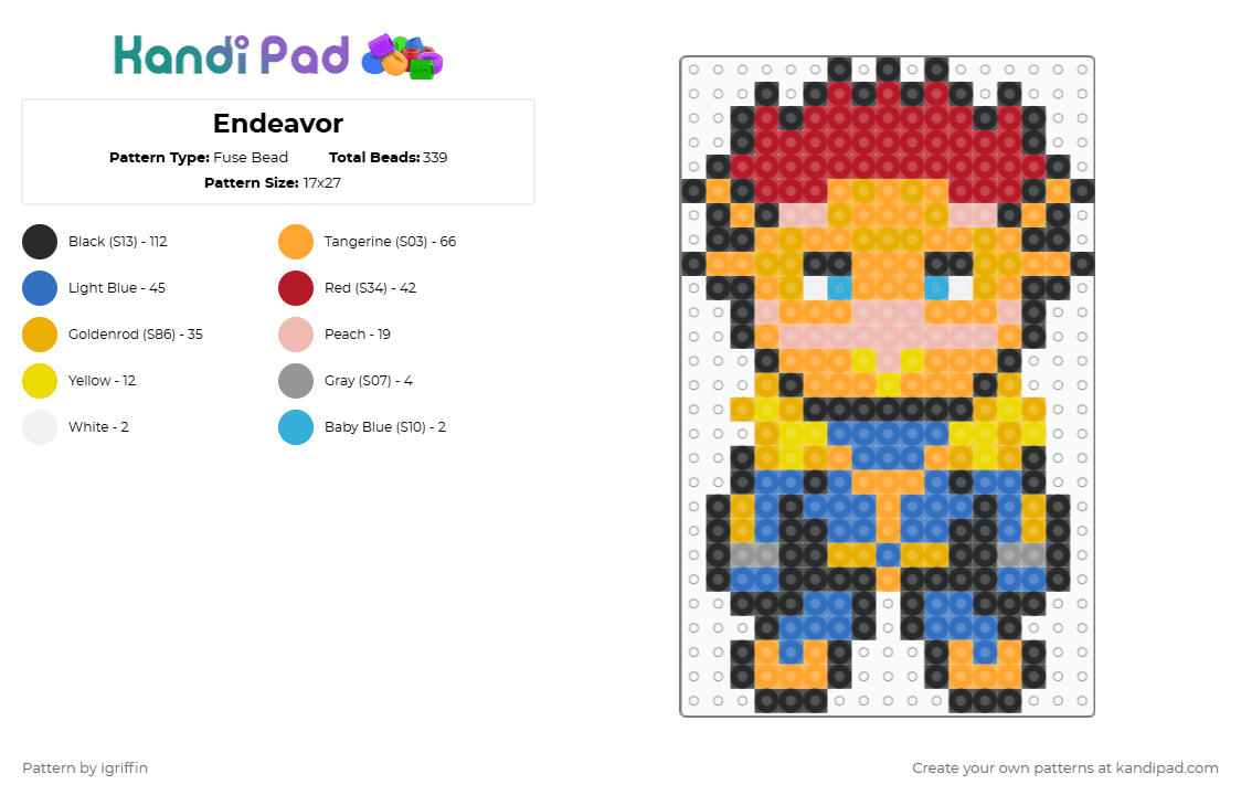 Endeavor - Fuse Bead Pattern by igriffin on Kandi Pad - orange,blue,red