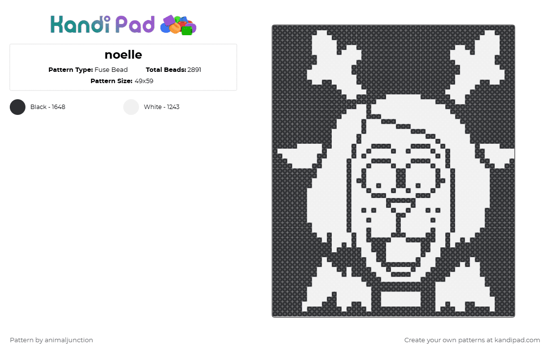 noelle - Fuse Bead Pattern by animaljunction on Kandi Pad - white,black,noelle,deltarune,deltarune noelle