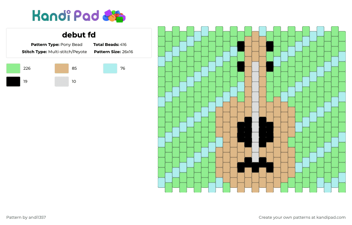 debut fd - Pony Bead Pattern by andi1357 on Kandi Pad - guitar,music,teal