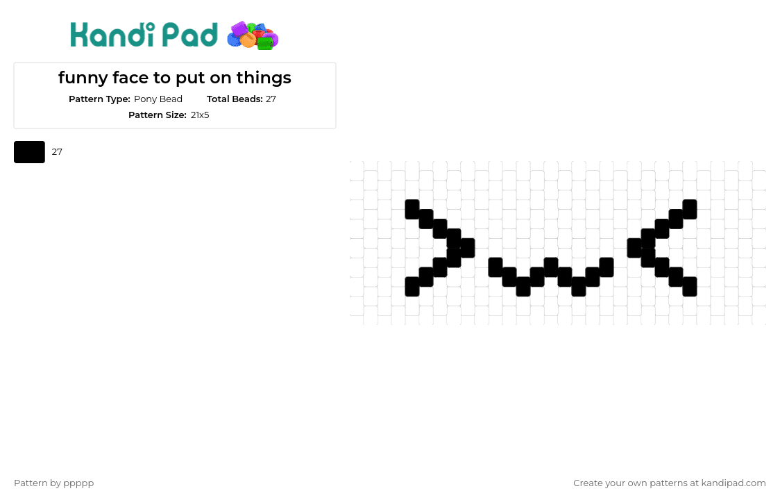 funny face to put on things - Pony Bead Pattern by ppppp on Kandi Pad - emoji,face,cute,funny,outline,black