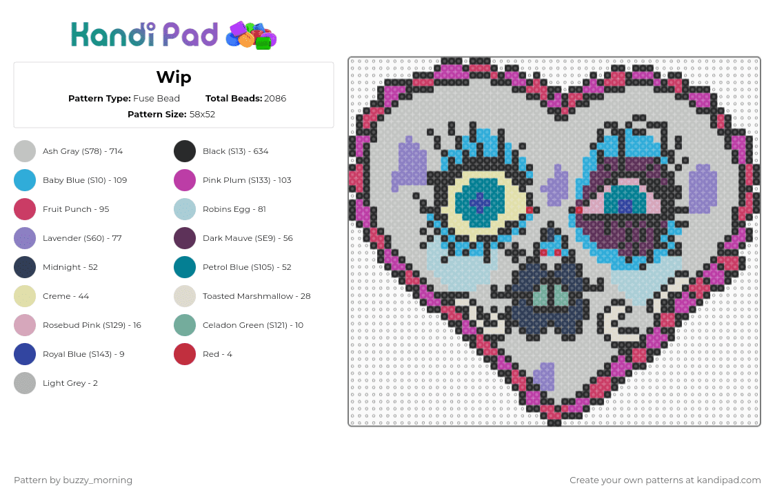 Jakko Heart - Fuse Bead Pattern by buzzy_morning on Kandi Pad - beige,pink,light blue,clown,candy,creations,jakko,jester