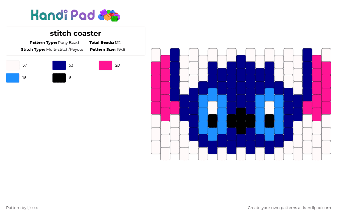 stitch coaster - Pony Bead Pattern by ljxxxx on Kandi Pad - purple
